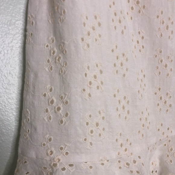 Olivaceous Eyelet Lace Mini Dress Sleeveless Ruffle - Picture 4 of 15